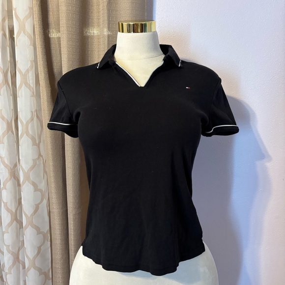 Tommy Hilfiger Tops - Tommy Hilfiger Women's Black Polo Short Sleeve Tee